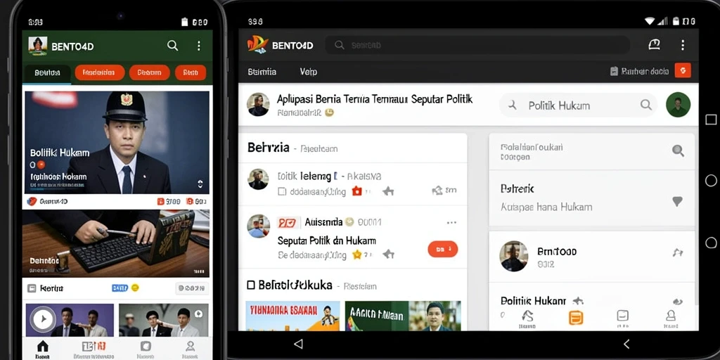 Antarmuka BENTO4D yang modern dan informatif di bidang politik hukum.