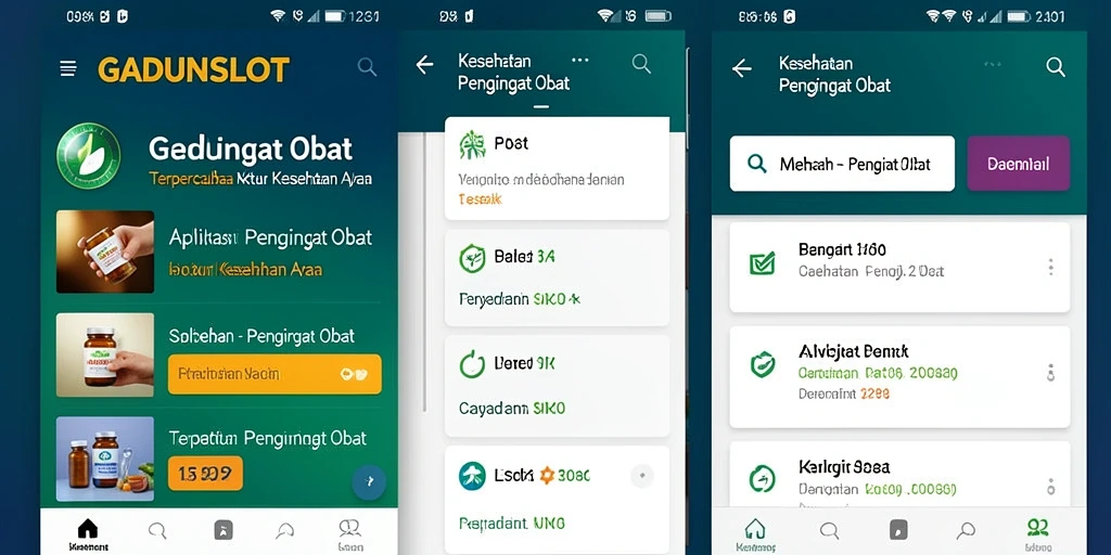Screenshot antarmuka GADUNSLOT sebagai Pengingat Obat yang mudah digunakan.