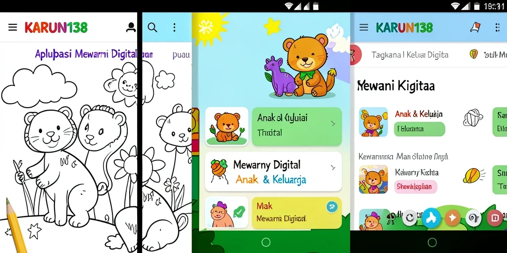 Antarmuka aplikasi <strong>KARUN138</strong> yang menarik dan ramah anak.