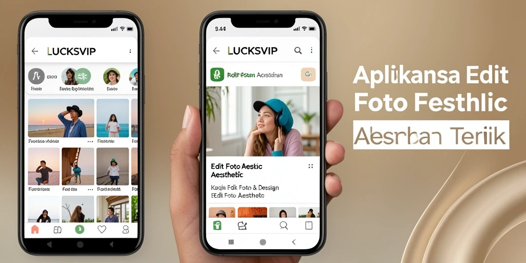 Antarmuka aplikasi LUCKSVIP untuk pengeditan foto aesthetic yang menawan.