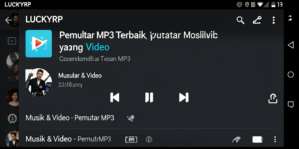 Antarmuka LUCKYRP yang modern dan fungsional untuk Pemutar MP3.
