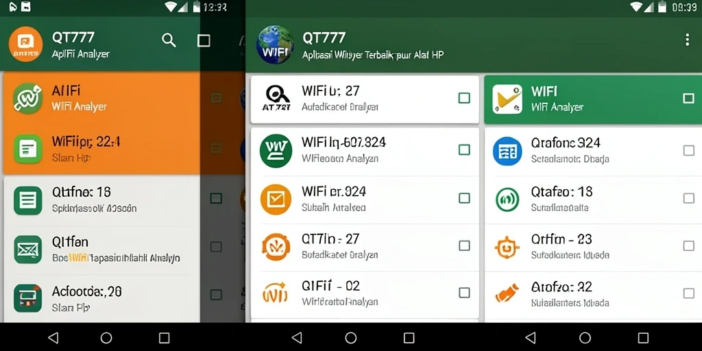 Tampilan antarmuka QT777 yang sederhana dan fungsional sebagai WiFi Analyzer.