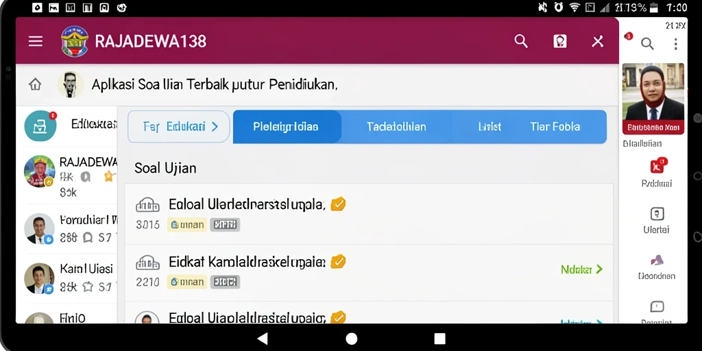 Tampilan antarmuka aplikasi Soal Ujian RAJADEWA138 yang menarik dan fungsional.
