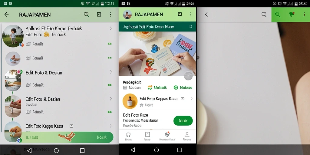 Tampilan antarmuka aplikasi RAJAPAMEN dengan efek Edit Foto Kertas Kaca.
