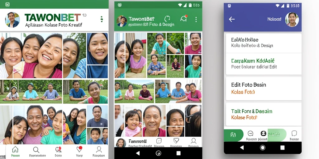 Tampilan utama aplikasi TAWONBET untuk kolase foto yang menarik.